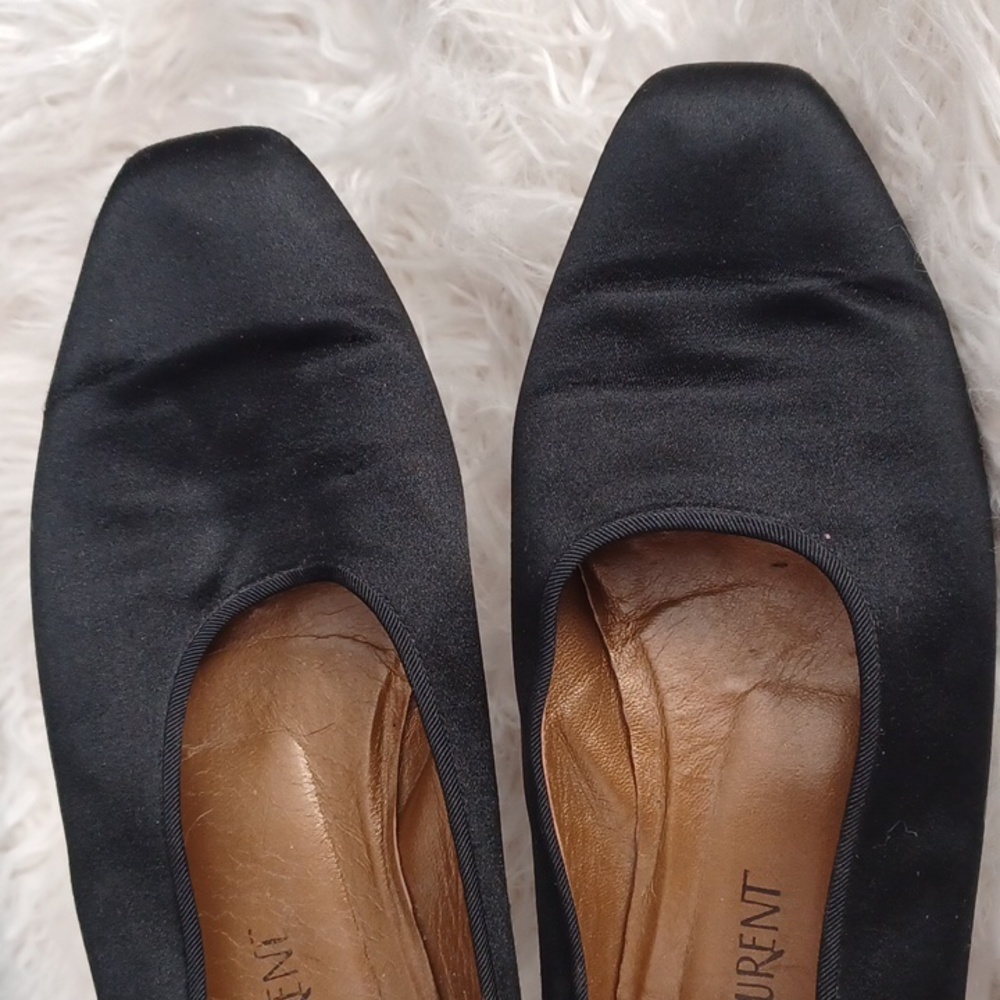 Vintage YSL Black Satin Flats - Picture 2 of 12